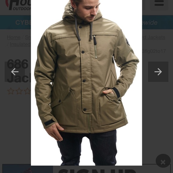 686 Insulated Army Green Parklan Coat Men’s Sz M - Picture 6 of 8